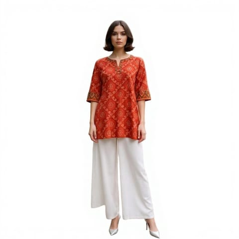 K32 COTT KD BANDHANI RED RS 3/4ST