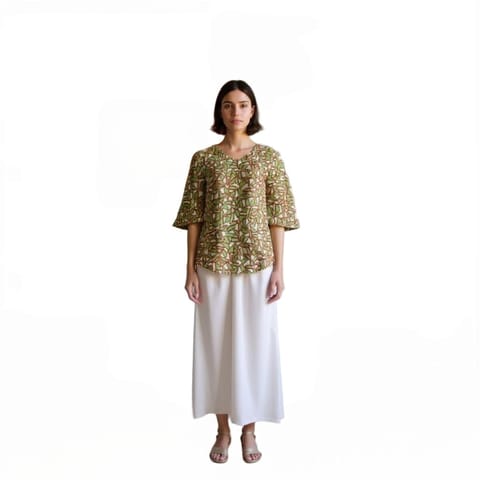 K32 COTT VOILE MELON OW&GRN U-RAGLAN