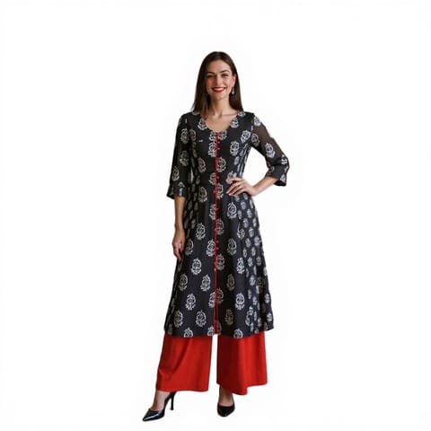 K48 COTT HBLK FLY-J CRYS TRIBAL PAISLEY-B B&W  RS 3/4ST