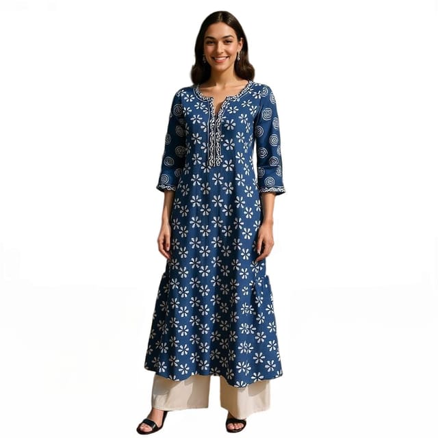 K48 COTT HBLK CRYS INDI FLORAL BLU RS 3/4ST