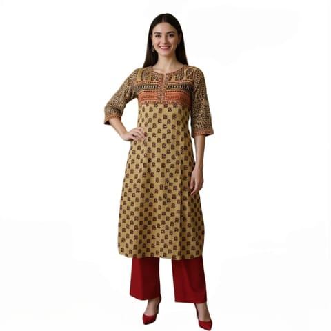 K48 COTT HBLK BAGH-Y BEIGE&RD RS 3/4ST