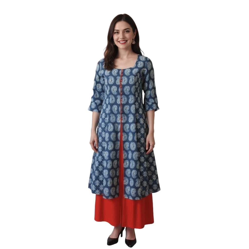 K48 COTT HBLK FLY-J INDI PAISLEY(R) BLUE RS 3/4ST