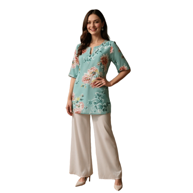 K32 CHIFF FLO PASTEL GRN RS 3/4FL