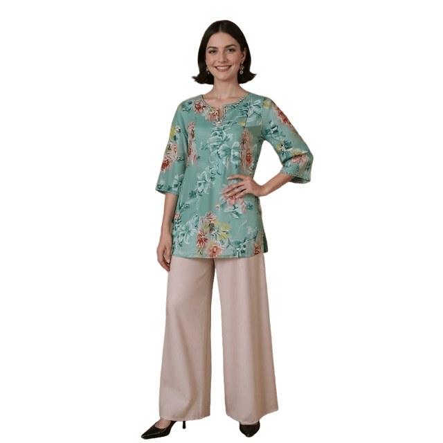 K32 CHIFF FLO SEA GRN E RS 3/4FL