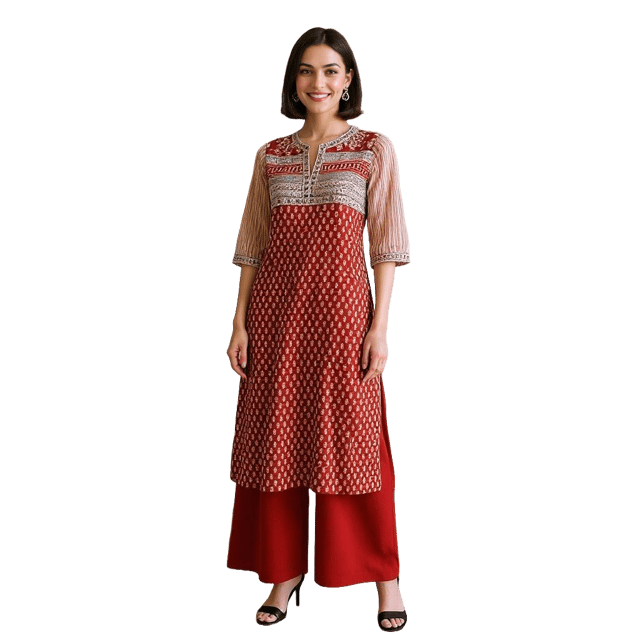 K48 COTT HBLOCK BAGH-Y CR&RED RS 3/4ST