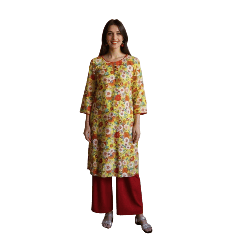 K45 COTT BOTANICAN FLO YELL WB RN 3/4ST