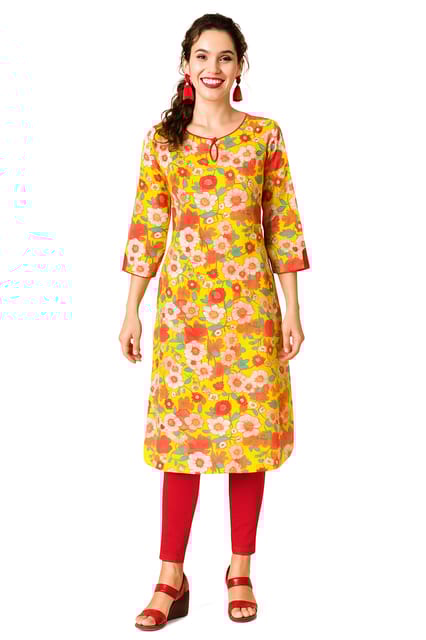 K45 COTT BOTANICAN-2 FLO YELL RSK 3/4 ST