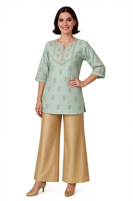 K32 COTT HBLK FOIL FLO TURQ CSD 3/4 FL