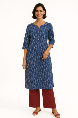 K45 COTT HBLK IKAT BLUE RS 3/4 ST