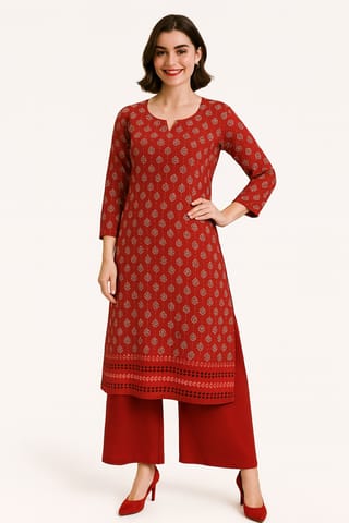 K48 COTT HBLK AJRAK RD&BL RS 3/4 ST