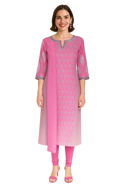 K48 COTT CHAMKI PINK RS 3/4 W/ST LGY