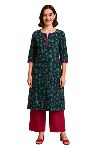 K45 COTT HBLK NAVY&GRN RS 3/4 ST