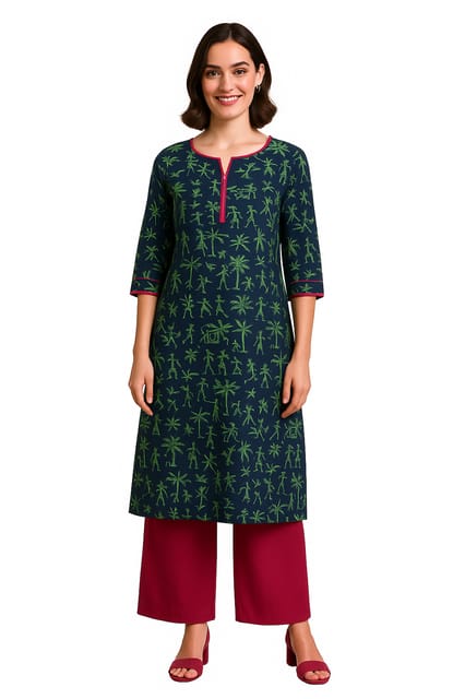 K45 COTT HBLK NAVY&GRN RS 3/4 ST