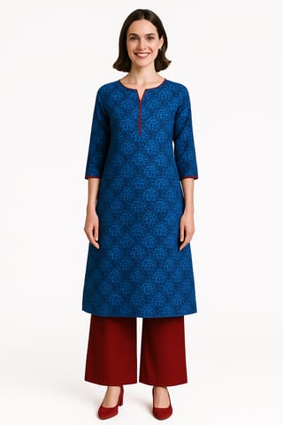 K48 COTT HBLK IKAT TURQ RVL 3/4 FL