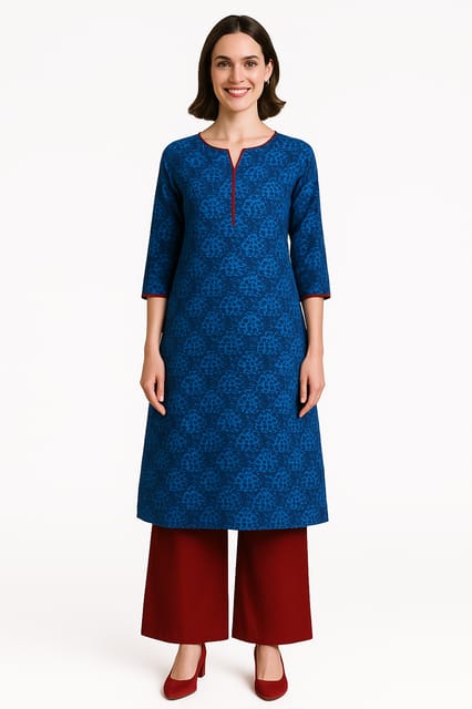 K48 COTT HBLK IKAT TURQ RVL 3/4 FL