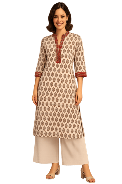 K48 COTT HBLK BAGH CR&RD CS 3/4ST