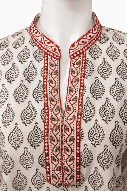 K48 COTT HBLK BAGH CR&RD CS 3/4ST