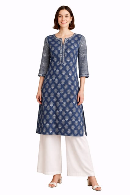 K42 COTT HBLK BALI INDIGO (B) RS 3/4 FL