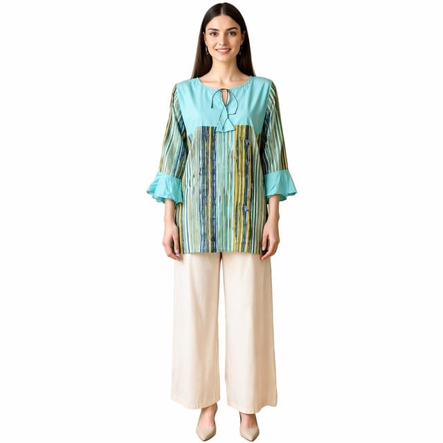 K32 RAY KD STRIPE-Y SKYBLU RN BC FRILL