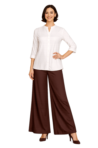 PALAZZO RAY TWILL CHOCO BROWN FLARE