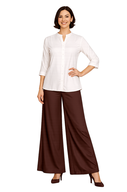 PALAZZO RAY TWILL CHOCO BROWN FLARE