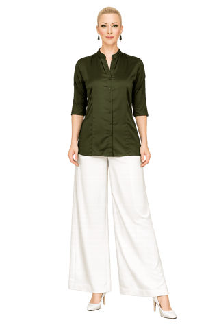 PALAZZO RAY TWILL OFF-WHITE FLARE