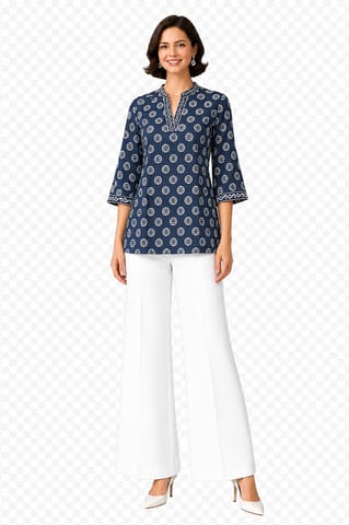K28 COTT HBLK INDIGO (A) KIMONO FLO CSLV E