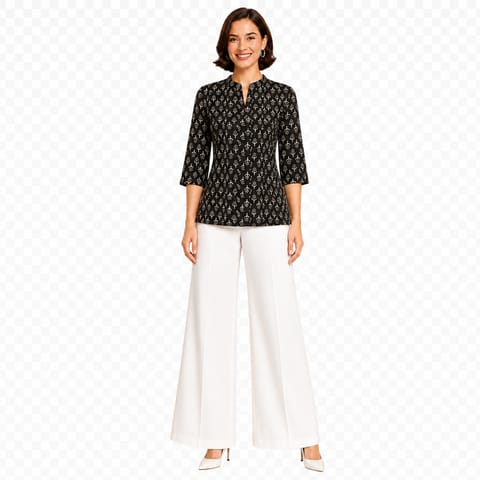 K28 SH COTT HBLK TRIBAL(A) FLO BL&WH PT