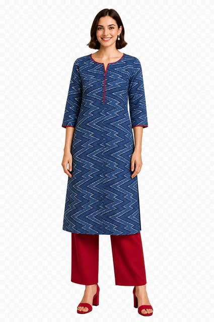 K45 COTT HBLK IKAT BLUE RS 3/4 ST