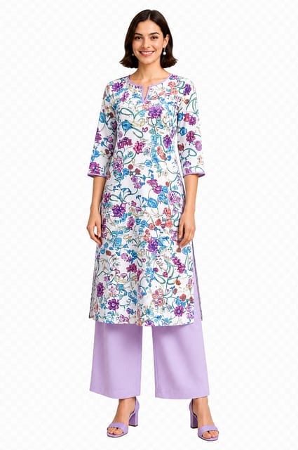 K45 COTT BLOSSOM WH&PU RS 3/4FL