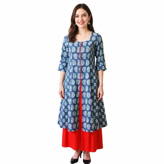K48 COTT HBLK FLY-J INDI PAISLEY(R) BLUE RS 3/4ST