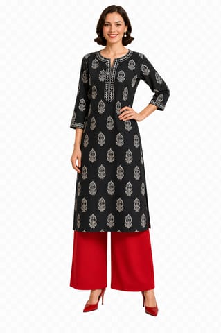 K48 COTT HBLK TRIBAL BW PAISLEY-2 RS 3/4ST - E