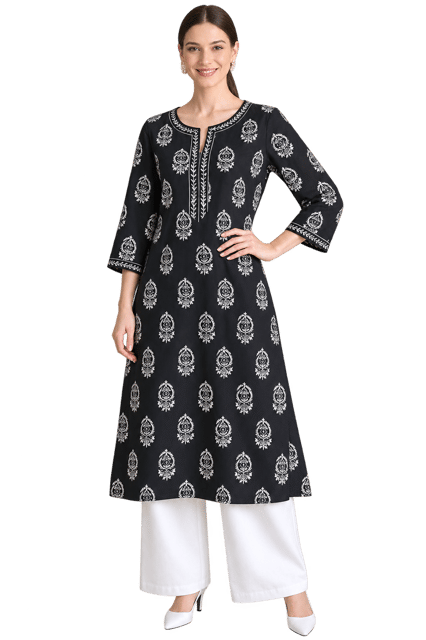 K48 COTT HBLK TRIBAL BW PAISLEY-1 RS 3/4ST -E