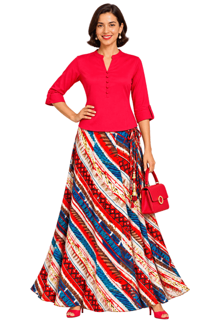 SK38 DIVA RAY LEHERIYA RED GRN & OWH 3