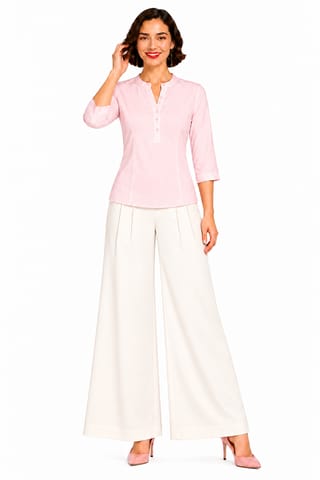PALAZZO RAY TWILL FL WHITE W/ PINTUCKS - FLARE