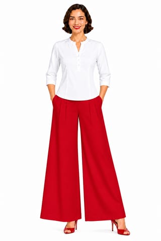 PALAZZO RAY FL RED W/PINTUCKS W/POCKETS - FLARE