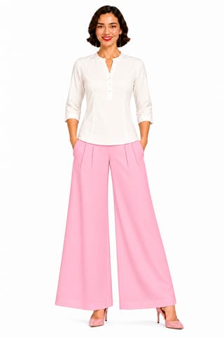 PALAZZO RAY FL - LIGHT PINK W/PINTUCKS W/POCKETS - FLARE